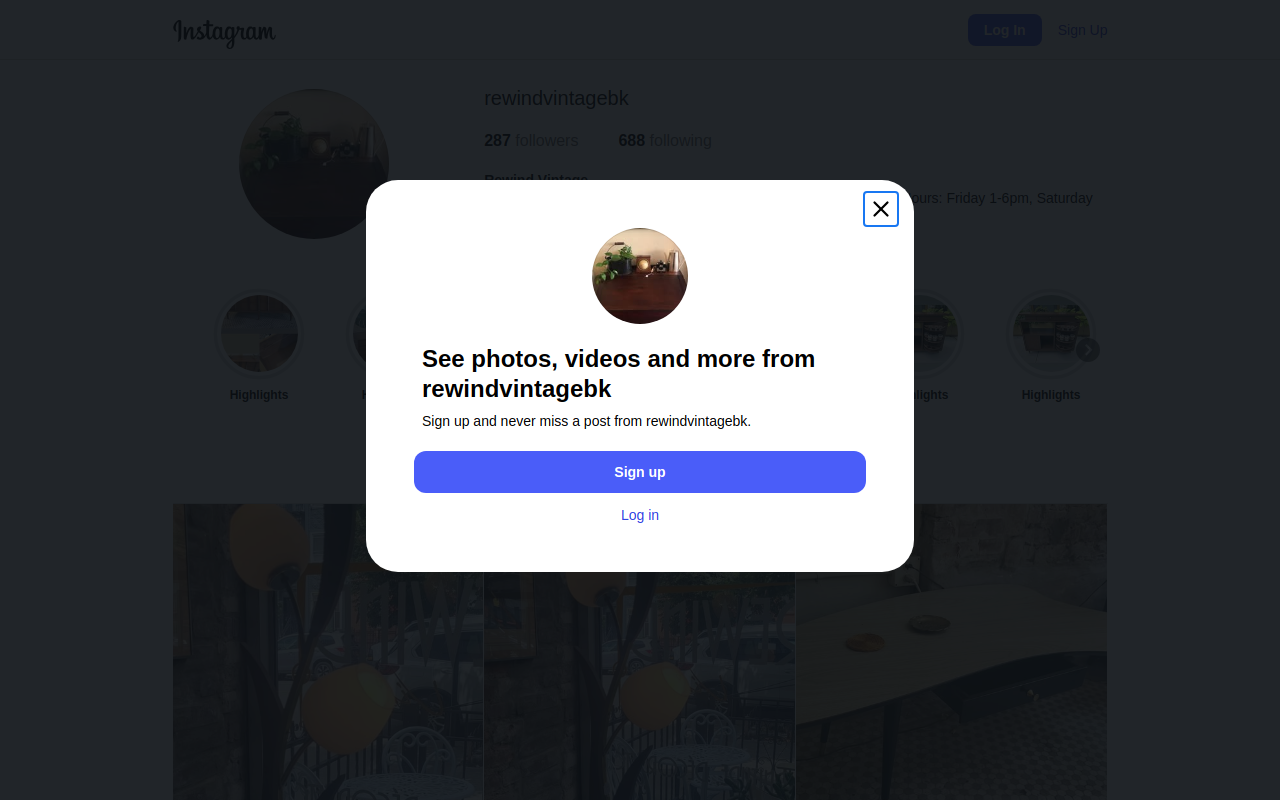 Rewind Vintage website preview
