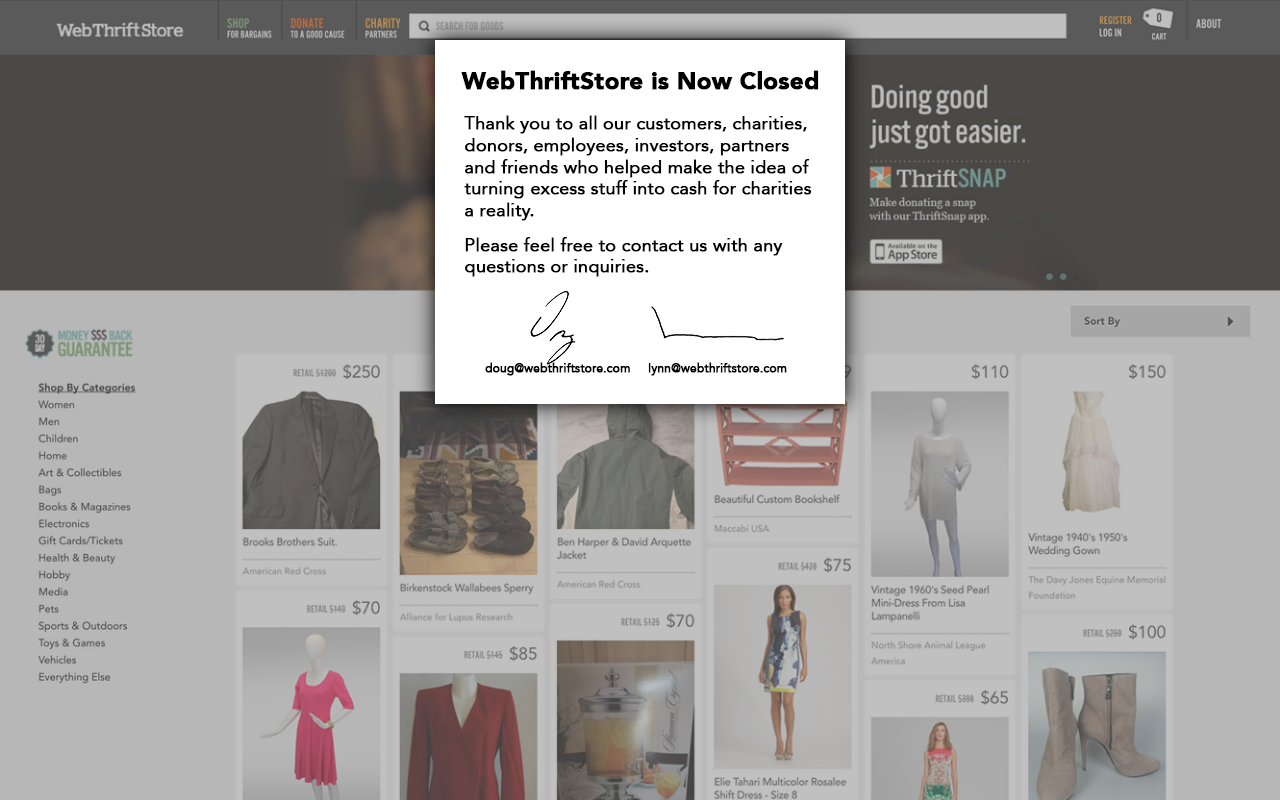 Webthriftstore website preview