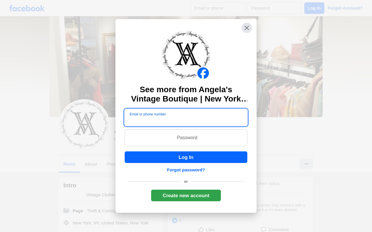 Angela's Vintage Boutique website preview