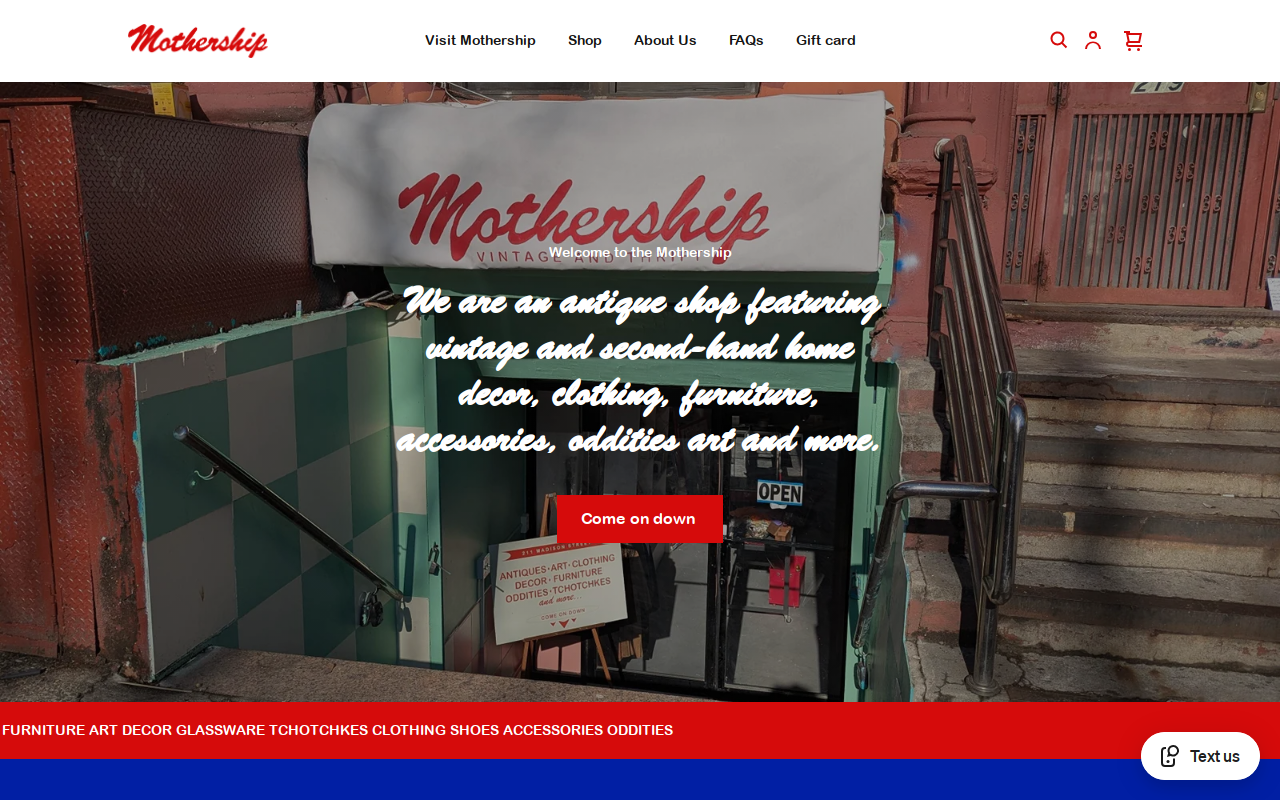 Mothership Thrift website preview