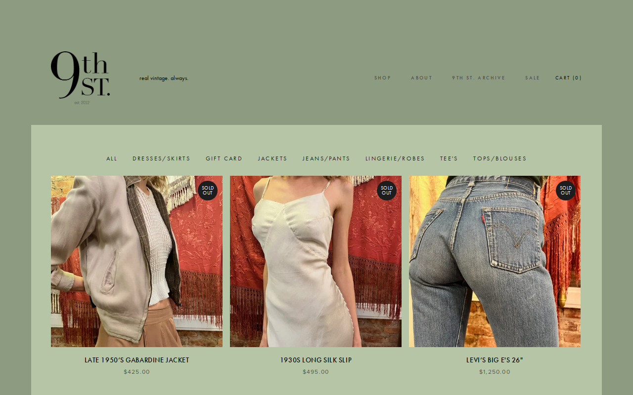 9th Street Vintage website preview