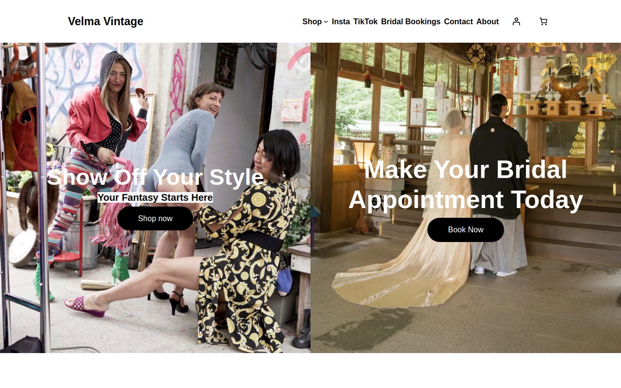 Velma Vintage website preview