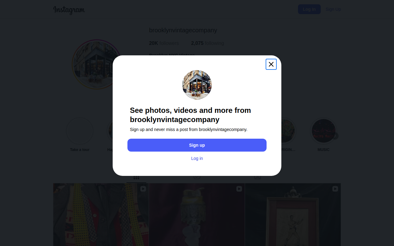 Brooklyn Vintage Company website preview
