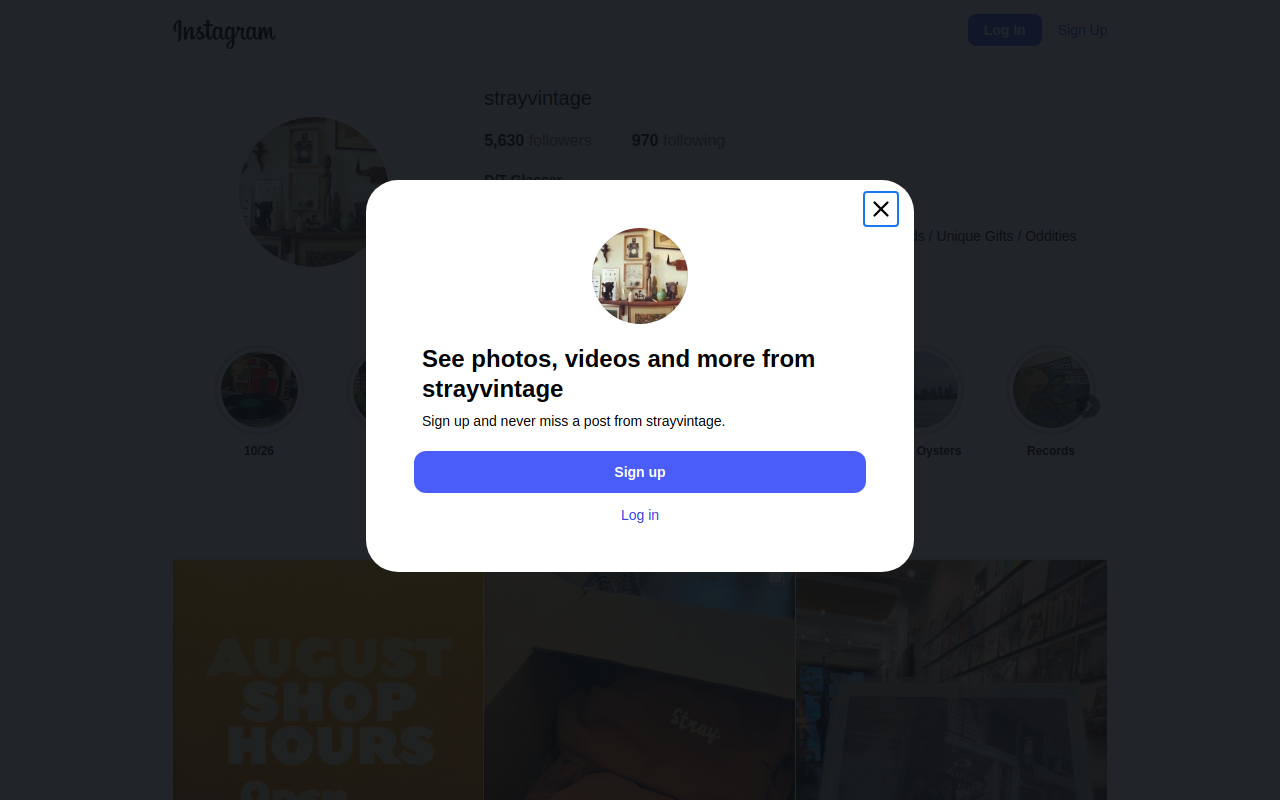 Stray Vintage website preview