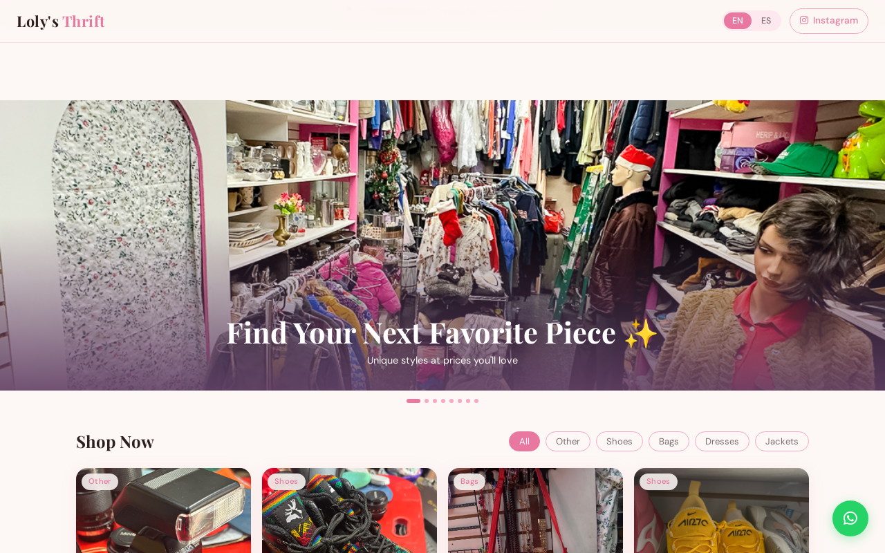 Loly’s Thrift website preview