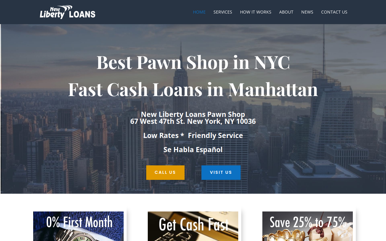 New Liberty Loans Pawn Shop website preview