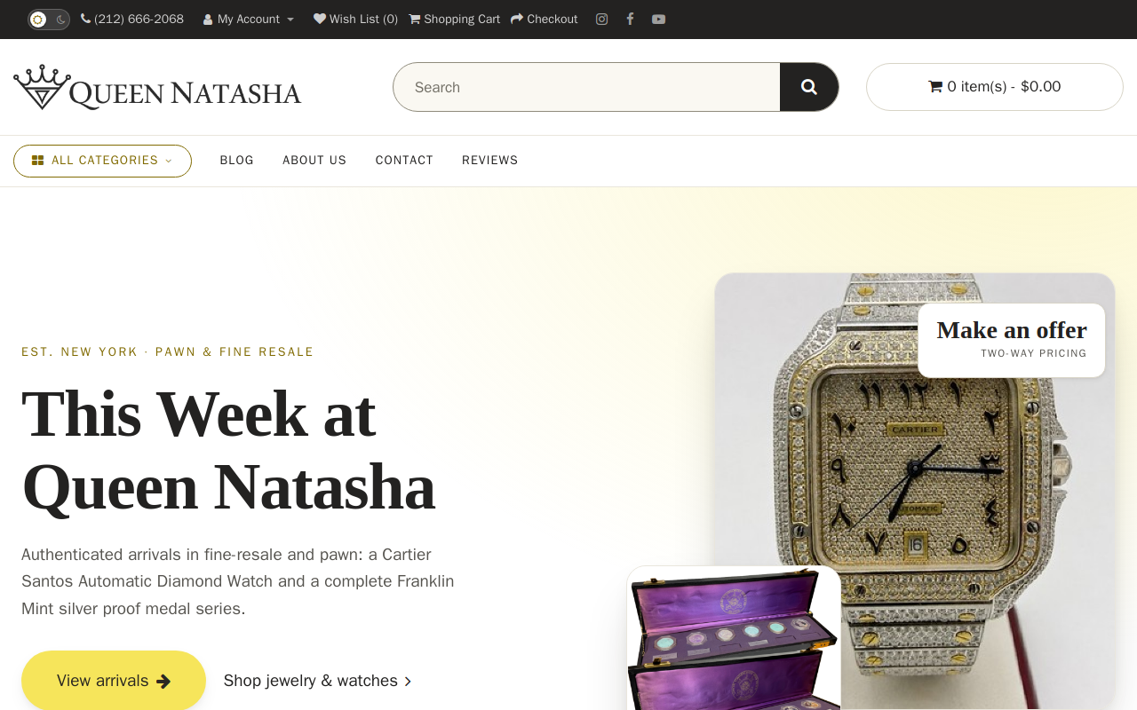 Queen Natasha Pawn Shop website preview