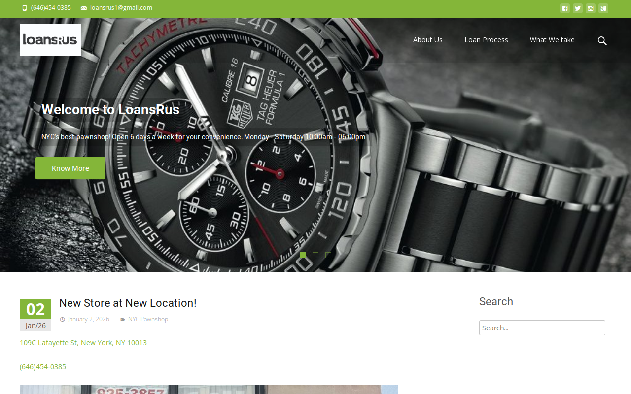 LoansRus Pawnshop website preview