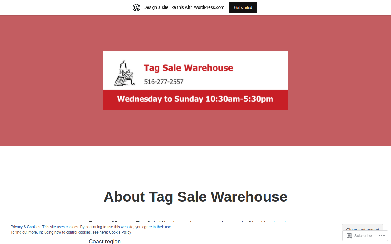 Tag Sale Warehouse website preview