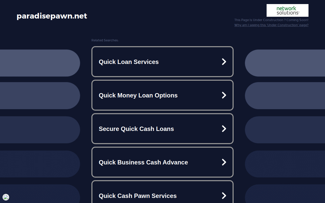 Paradise Pawnbrokers website preview
