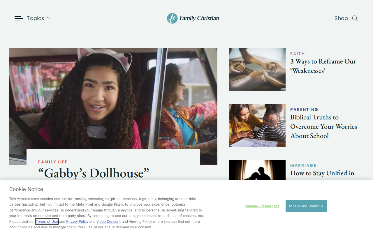Family Christian Book Store website preview