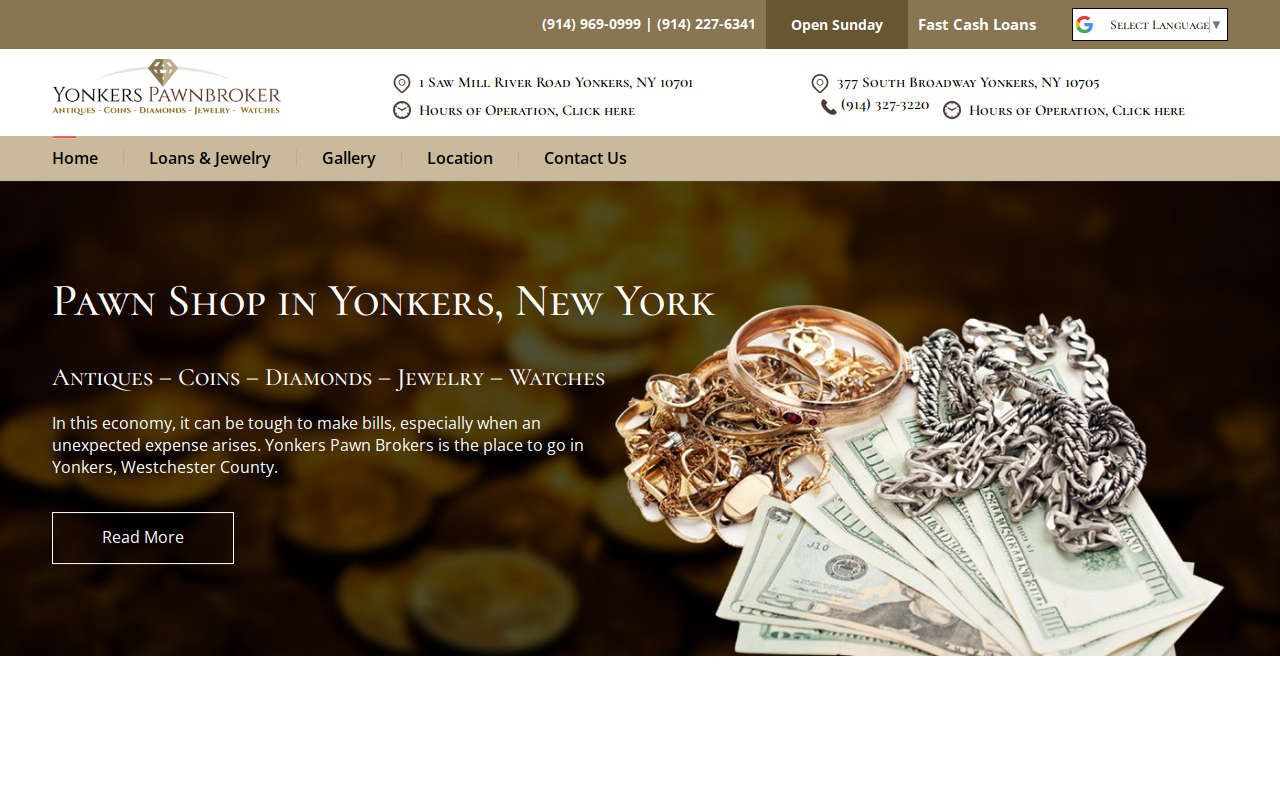 Yonkers Pawnbrokers website preview
