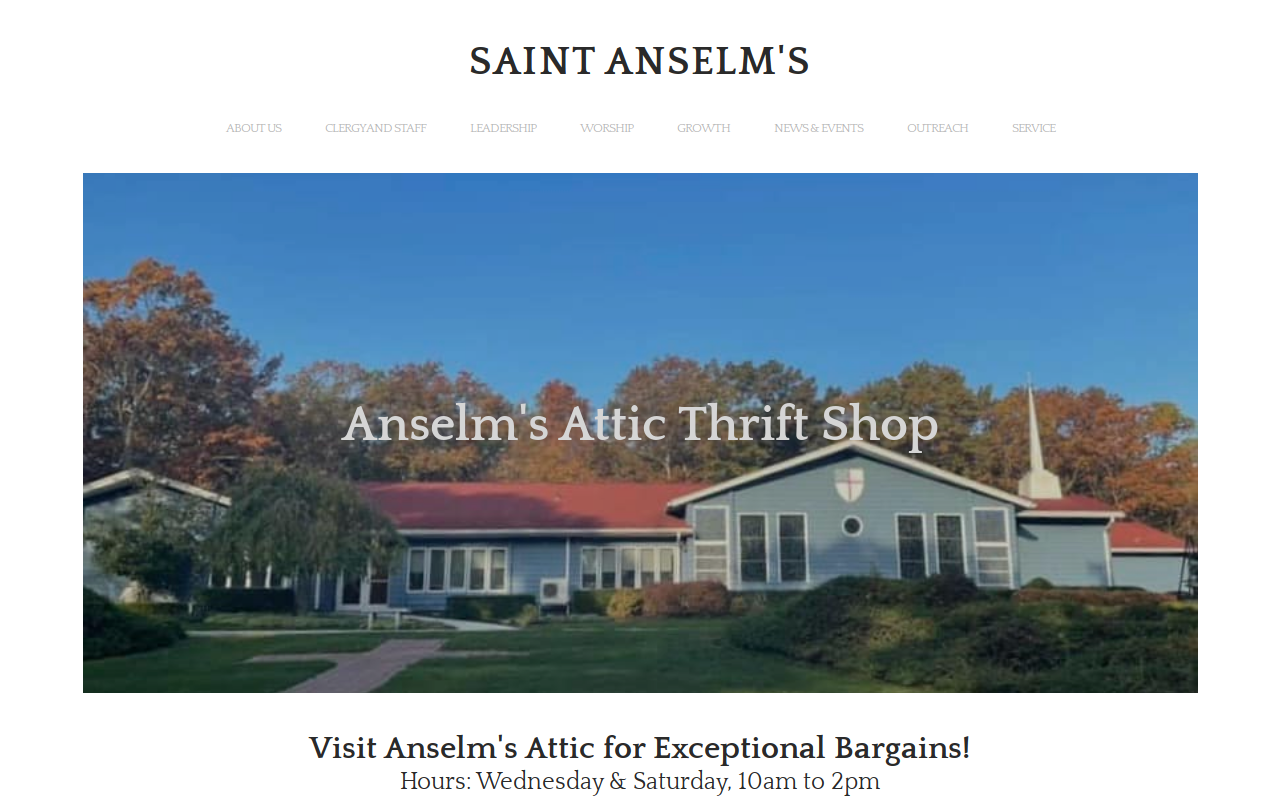 St Anselm's Thrift Shop website preview