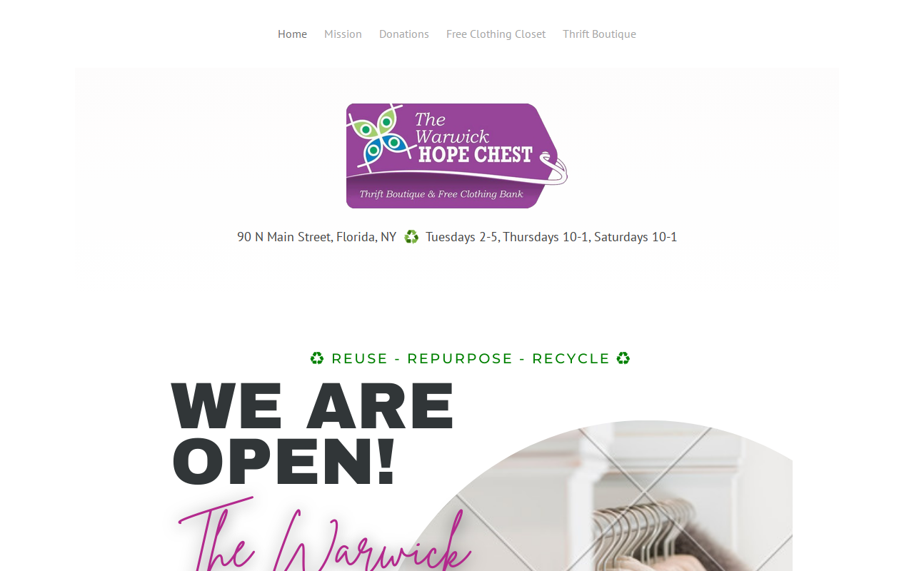 The Warwick Hope Chest website preview