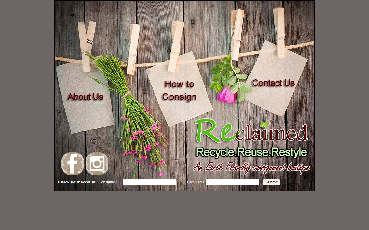Reclaimed Consignment Boutique website preview
