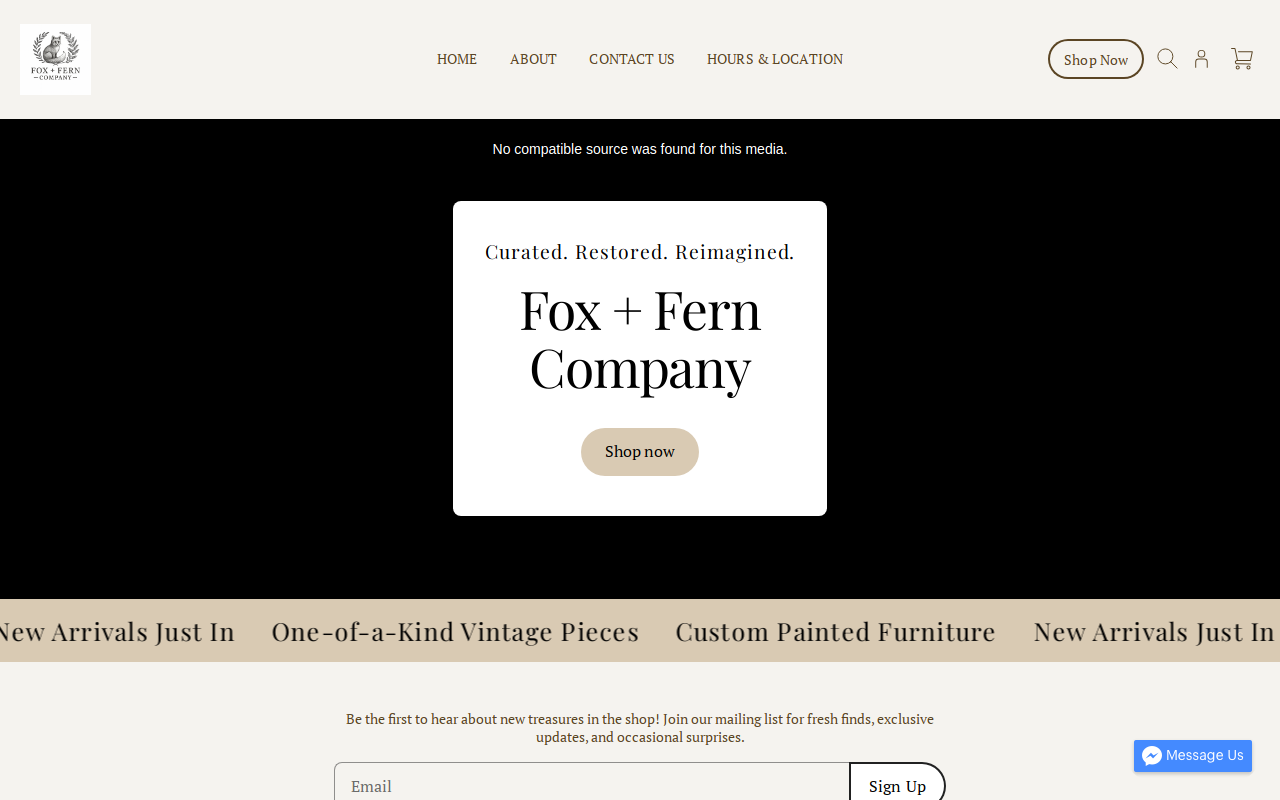 Fox + Fern Company website preview