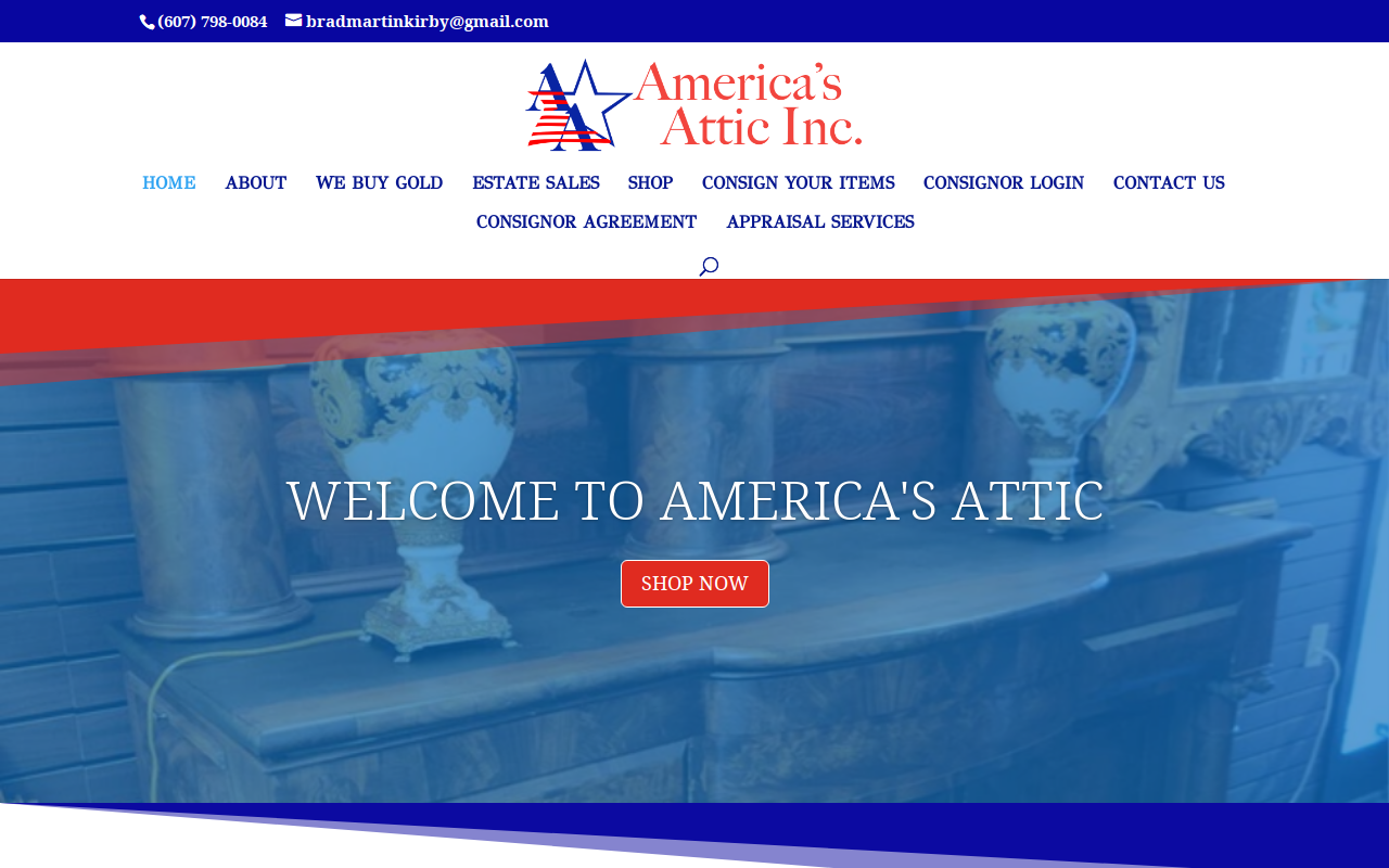 America's Attic website preview