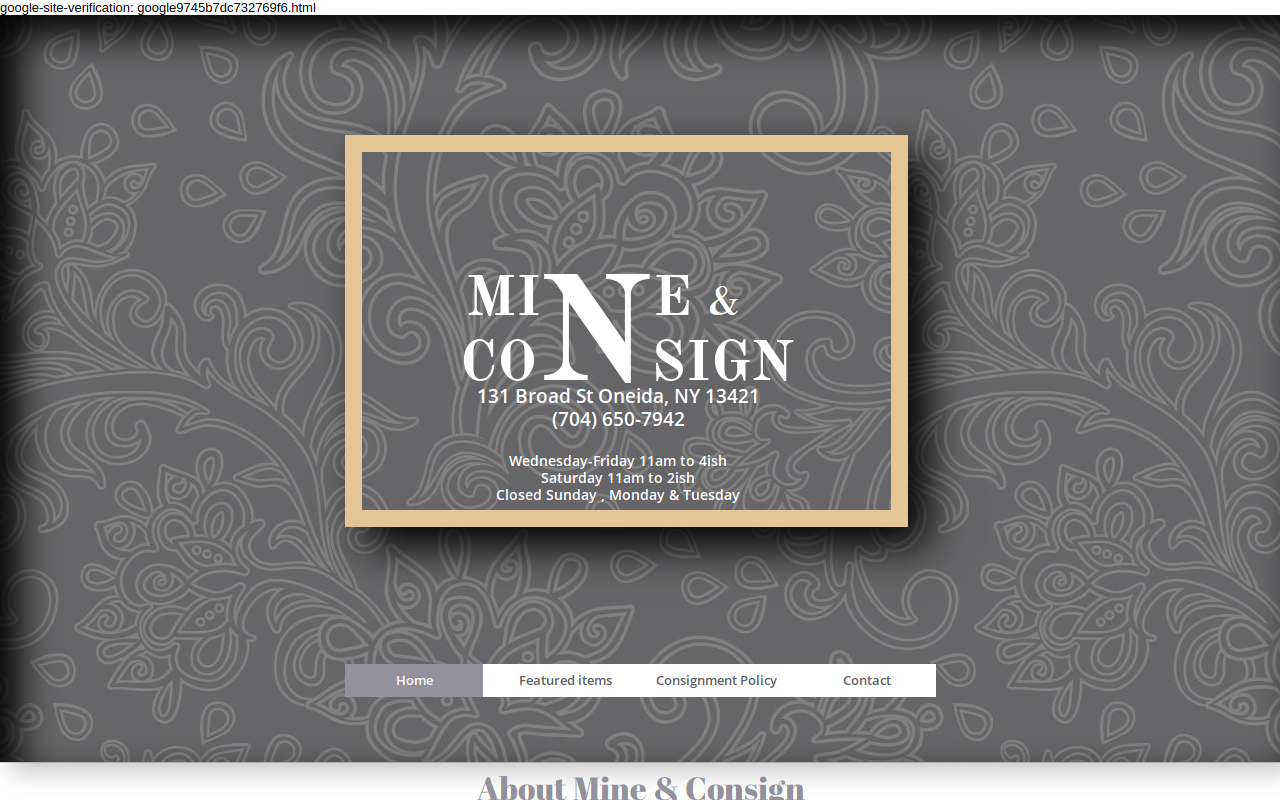 Mine and Consign website preview