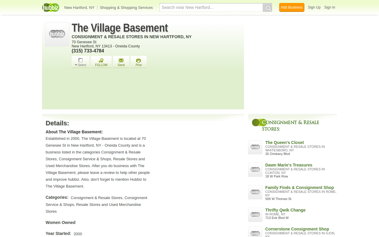 The Village Basement website preview