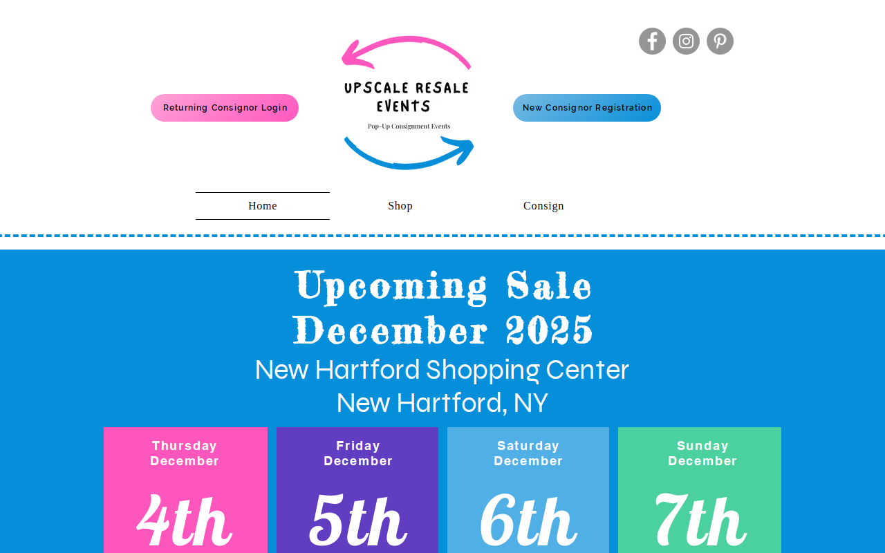 Upscale Resale Events website preview