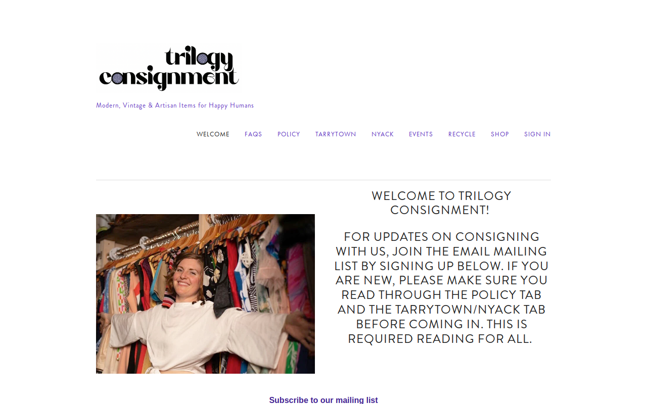 Trilogy Consignment website preview