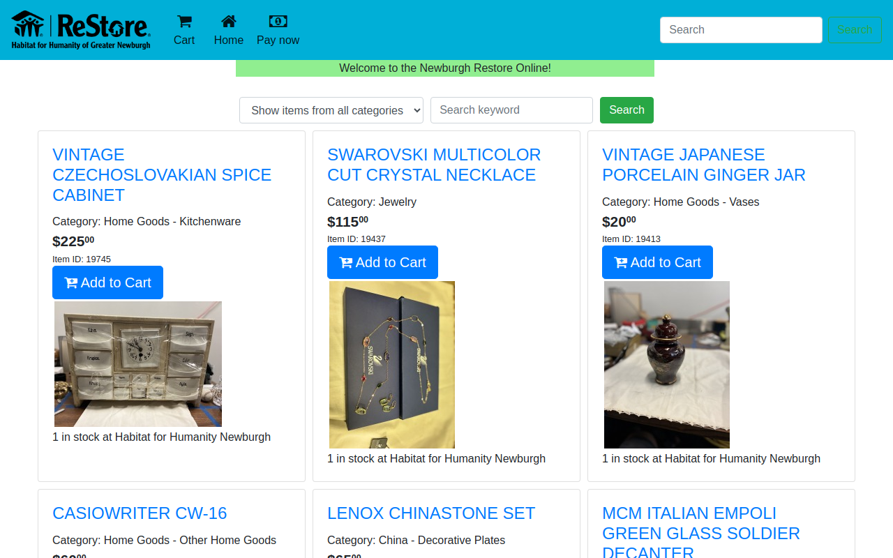 Habitat Newburgh ReStore website preview