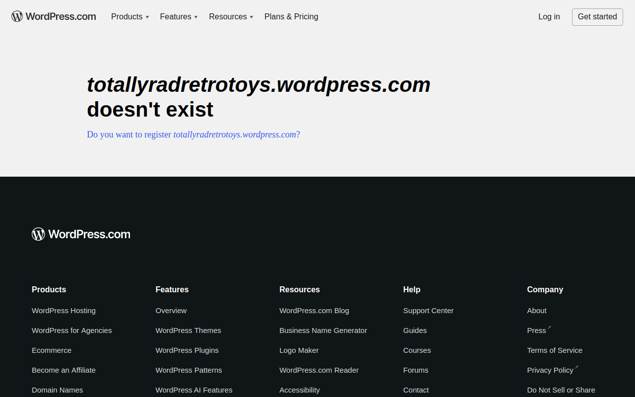 Totally Rad Retro Toys website preview