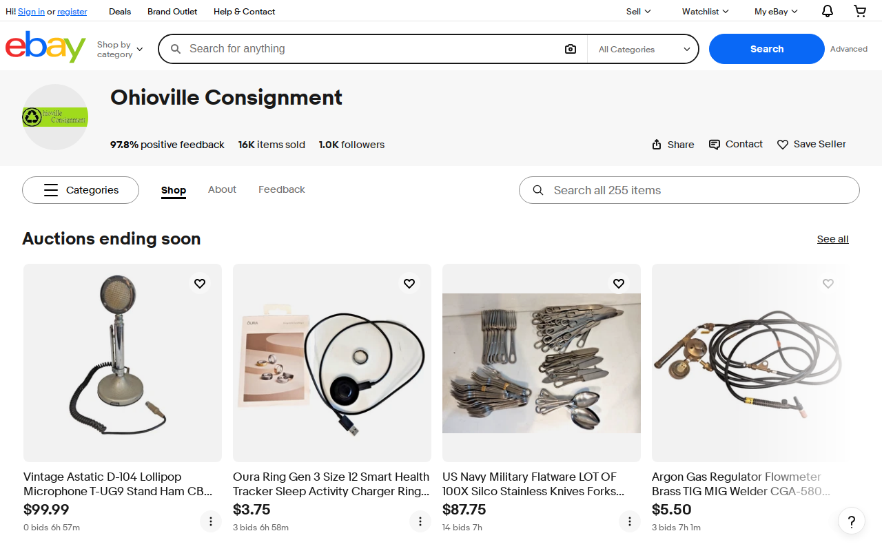 Ohioville Consignment website preview