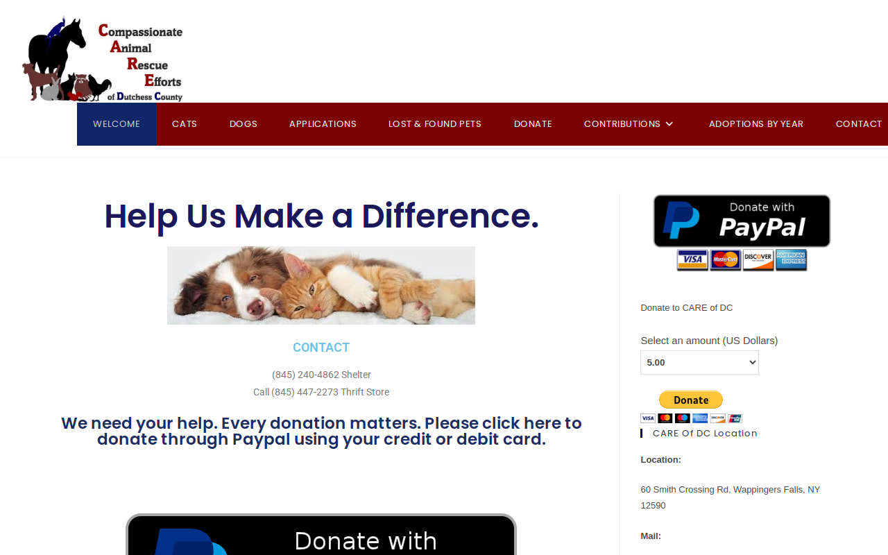 Compassionate Animal Rescue Efforts Of Dutchess County website preview