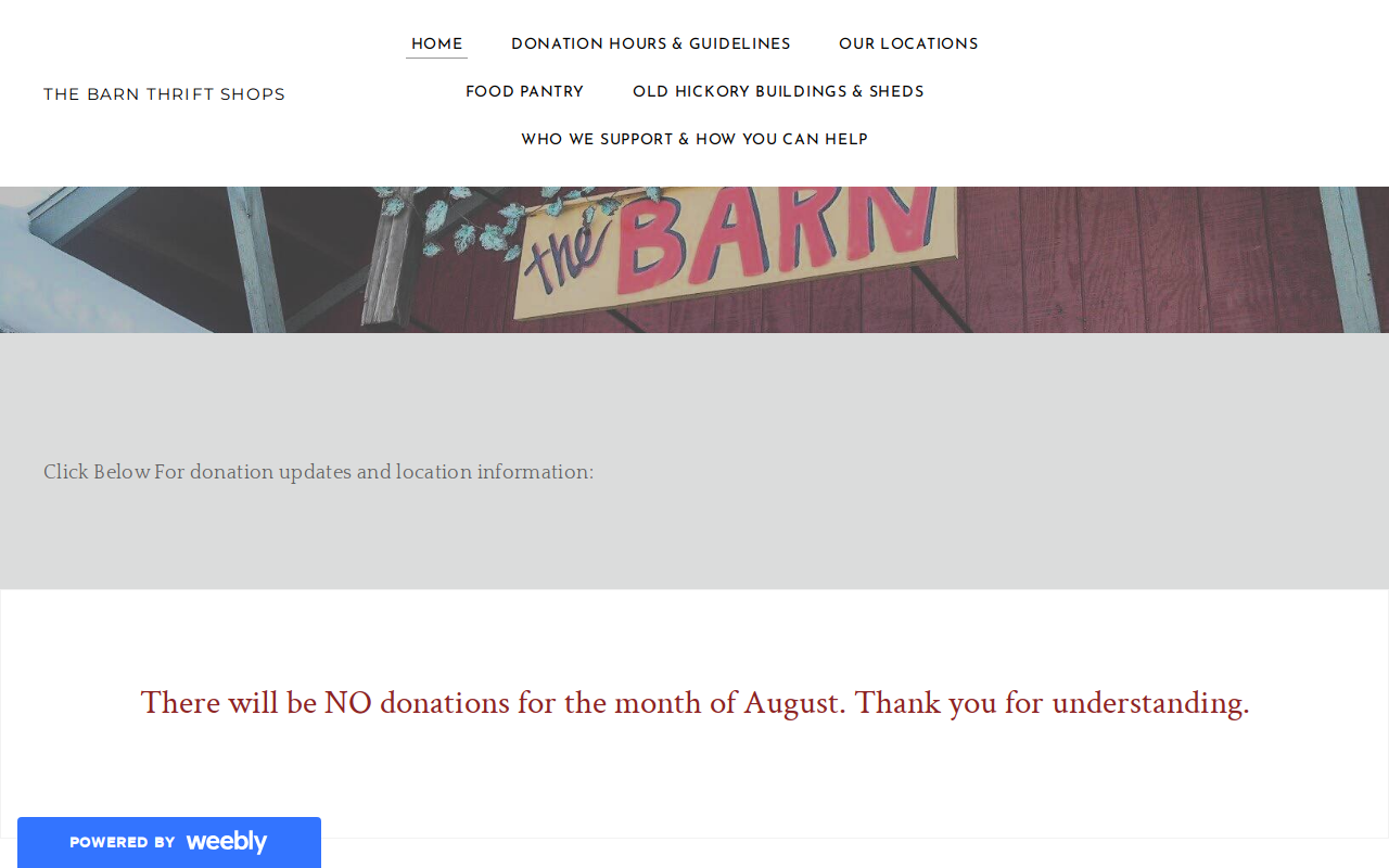 The Barn Thrift Shop website preview