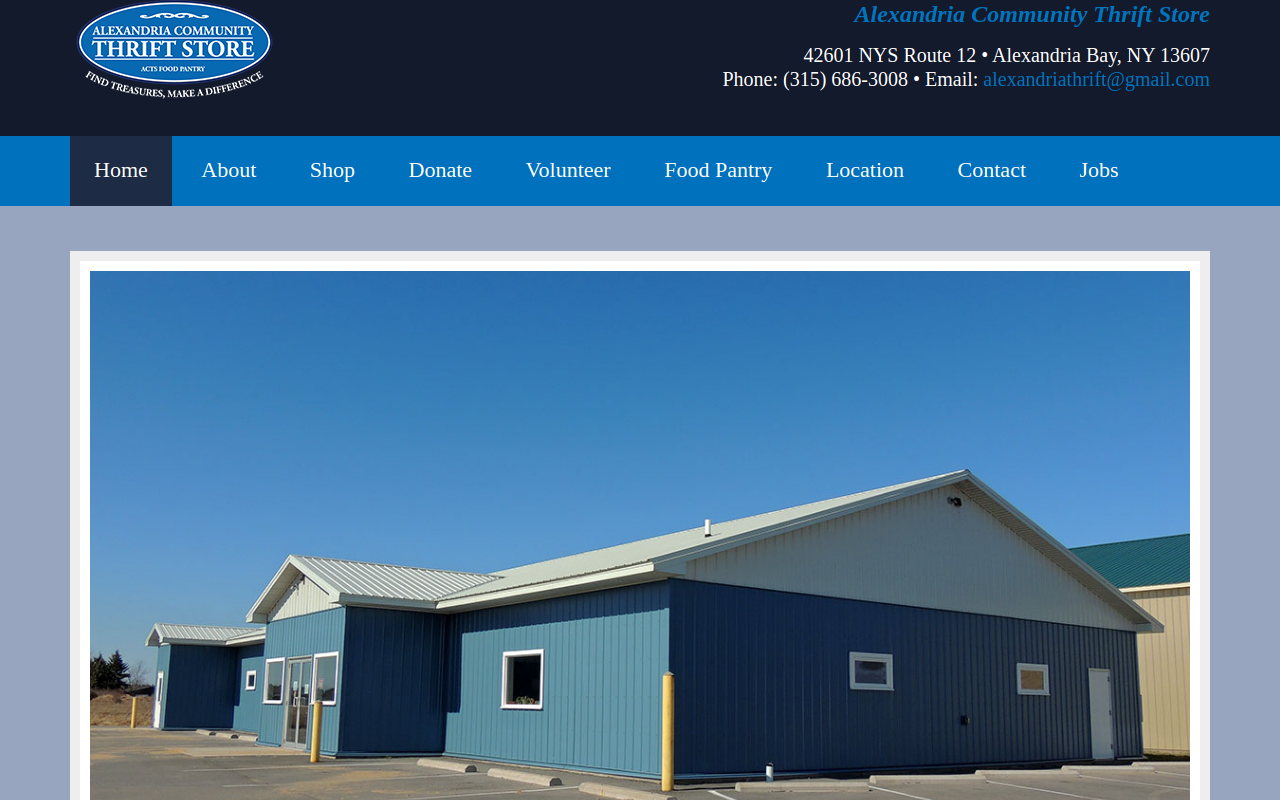 Alexandria Community Thrift website preview