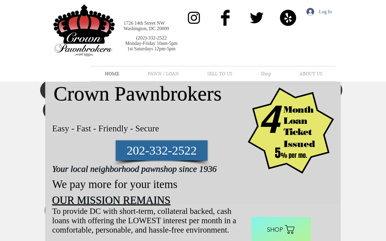 Crown Pawnbrokers website preview