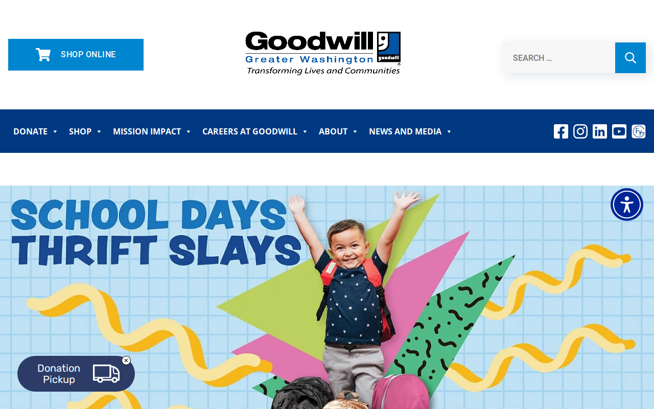 Goodwill Of Greater Washington Retail Store website preview