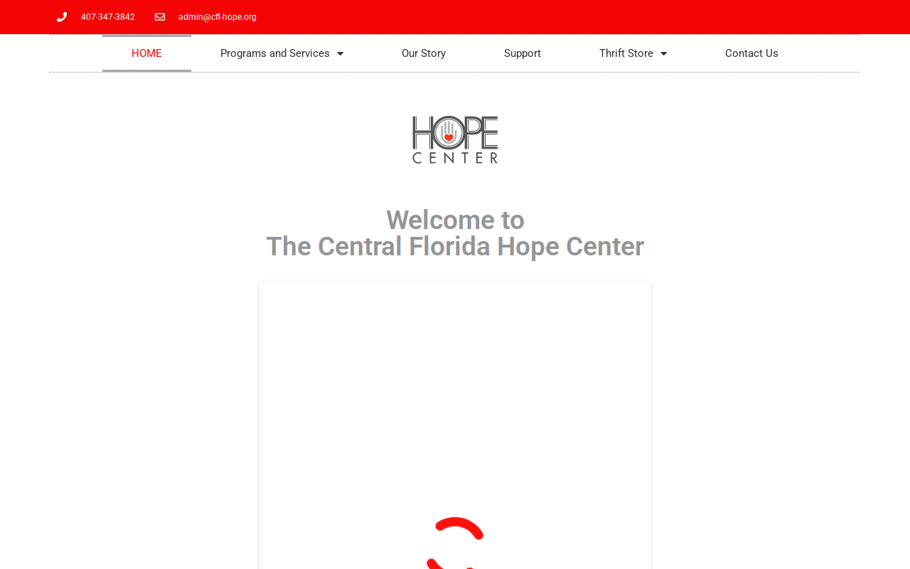 The Central Florida Hope Center website preview
